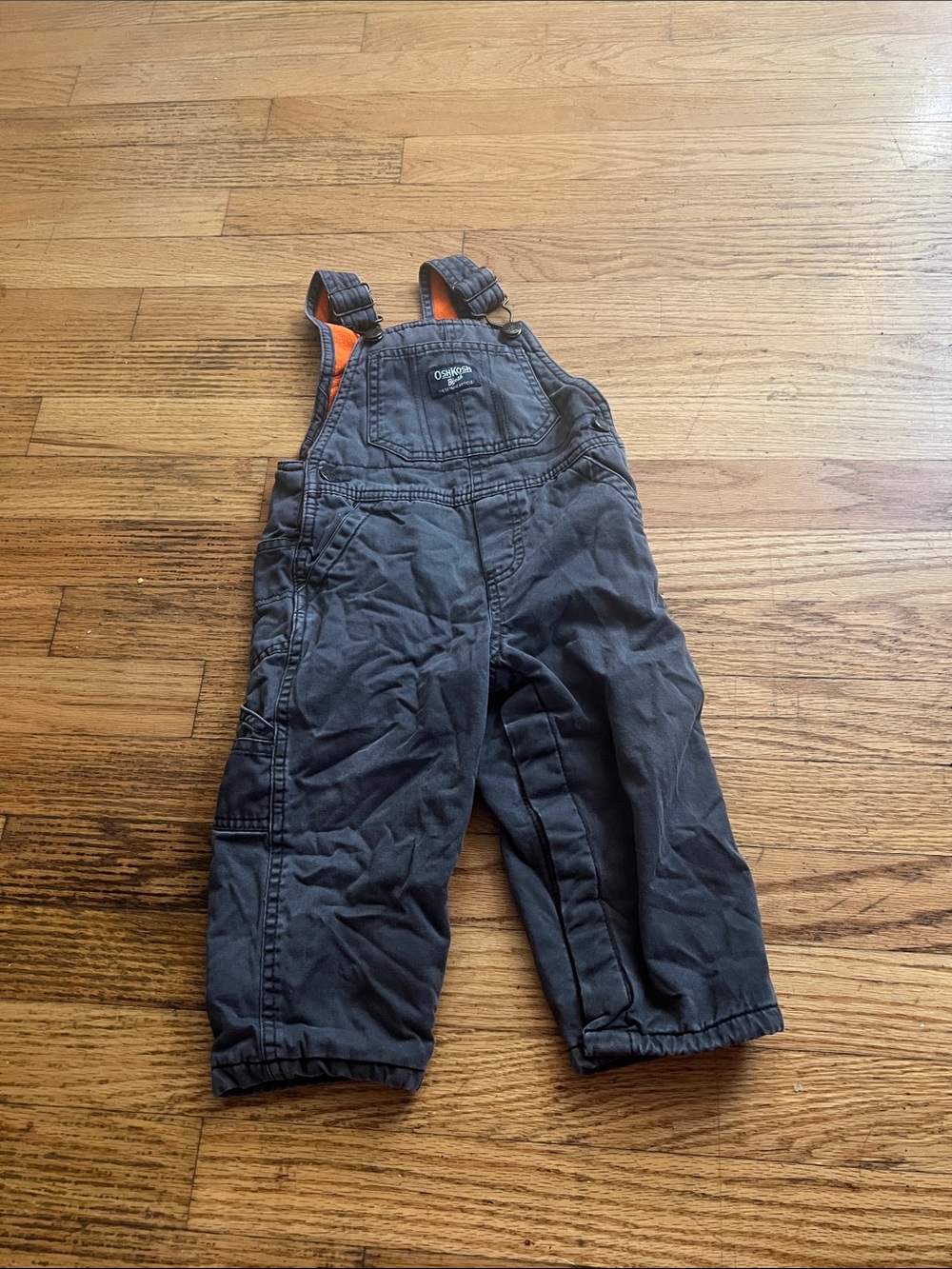 OshKosh B'gosh Dark Gray Kids Overalls with Orange Trim Insulated
